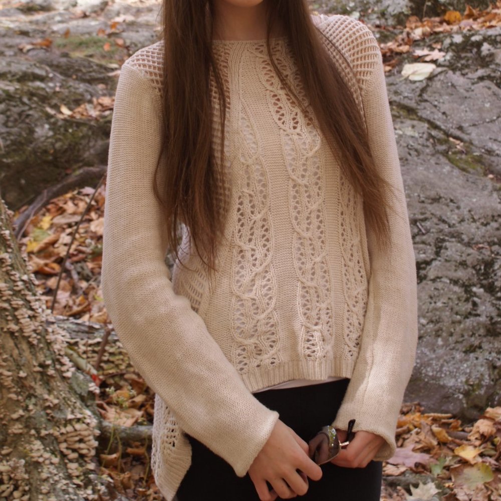 Shrinking Violet Tan Knitted Sweater | L
